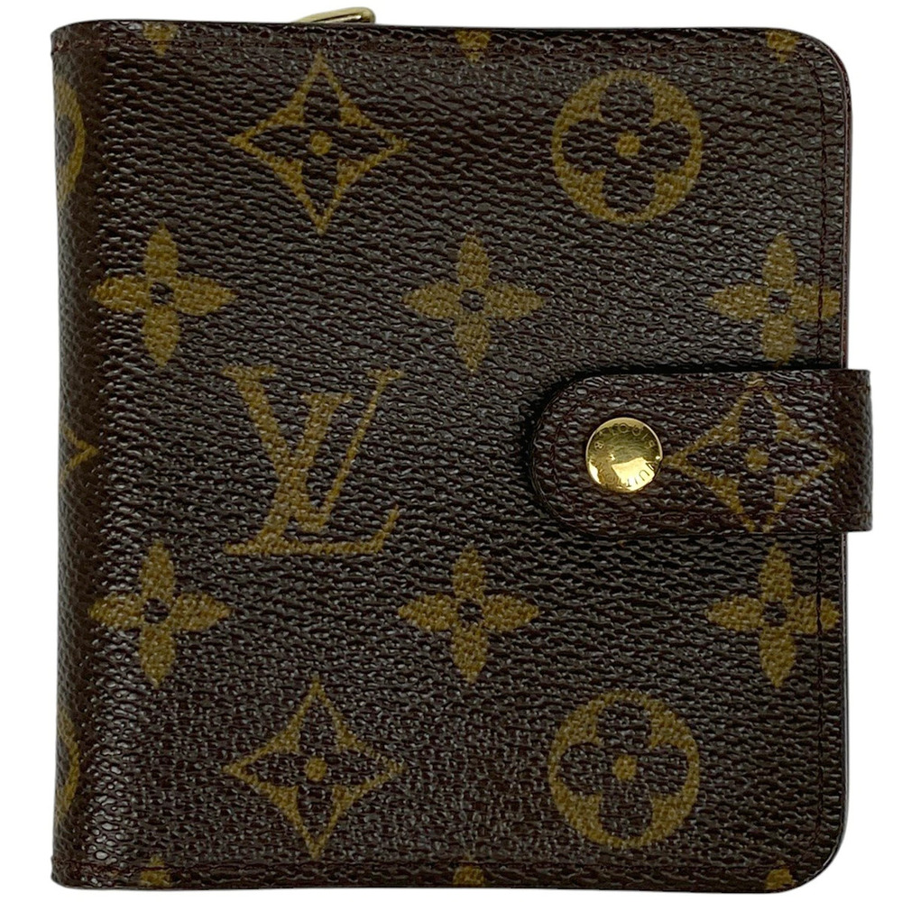 Louis Vuitton Compact Zip Wallet Bi fold Monogram Brown